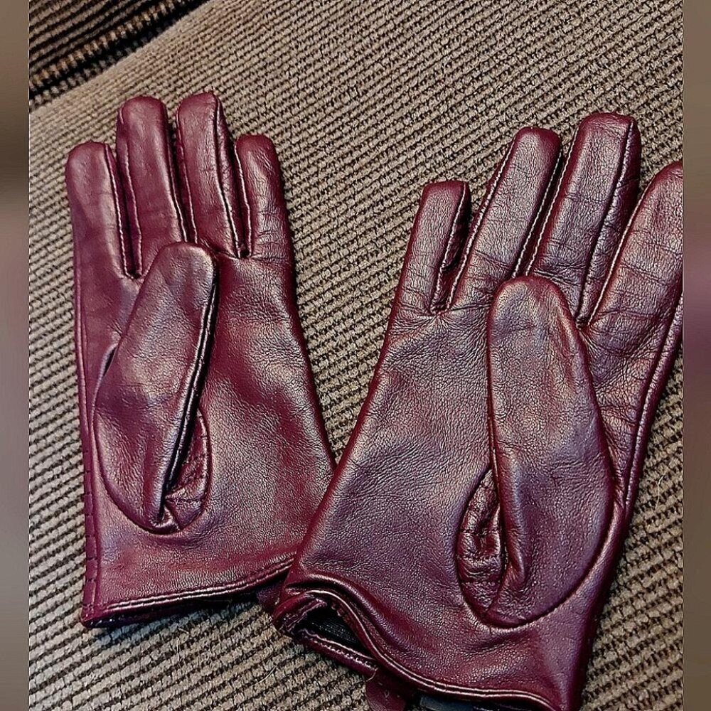 Jobis Genuine Leather Gloves Burgundy Elegant Luxe Minimalist Weather Essential